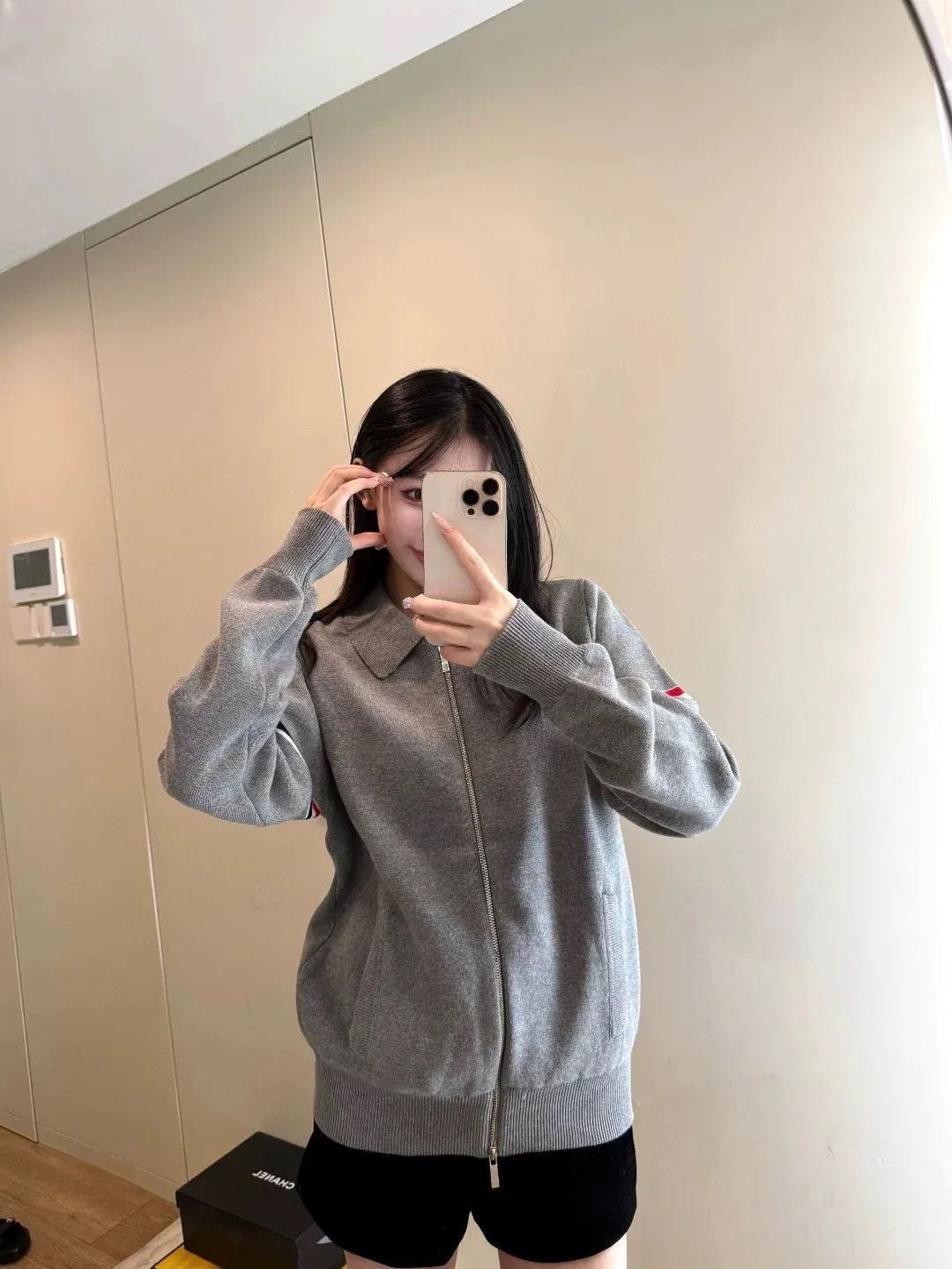 Striped Wool-Blend Zip-Up Knit Jacket D25512647 — view 8