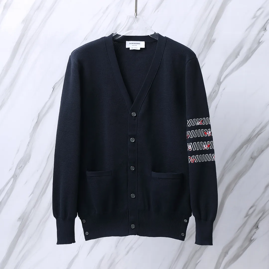 Floral Embroidery 4-Bar Stripe Knit Cardigan D25012685 — view 2