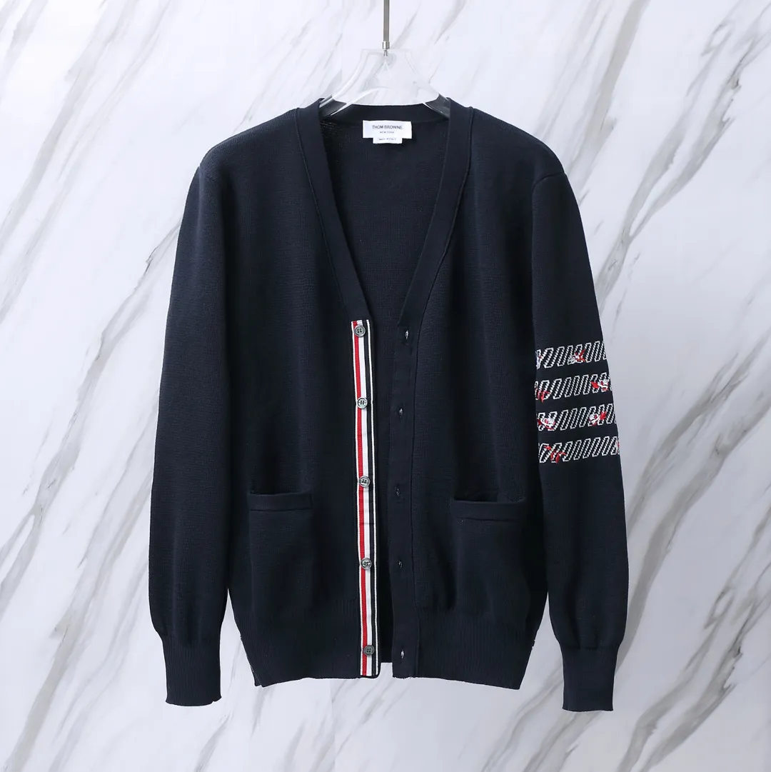 Floral Embroidery 4-Bar Stripe Knit Cardigan D25012685 — view 3