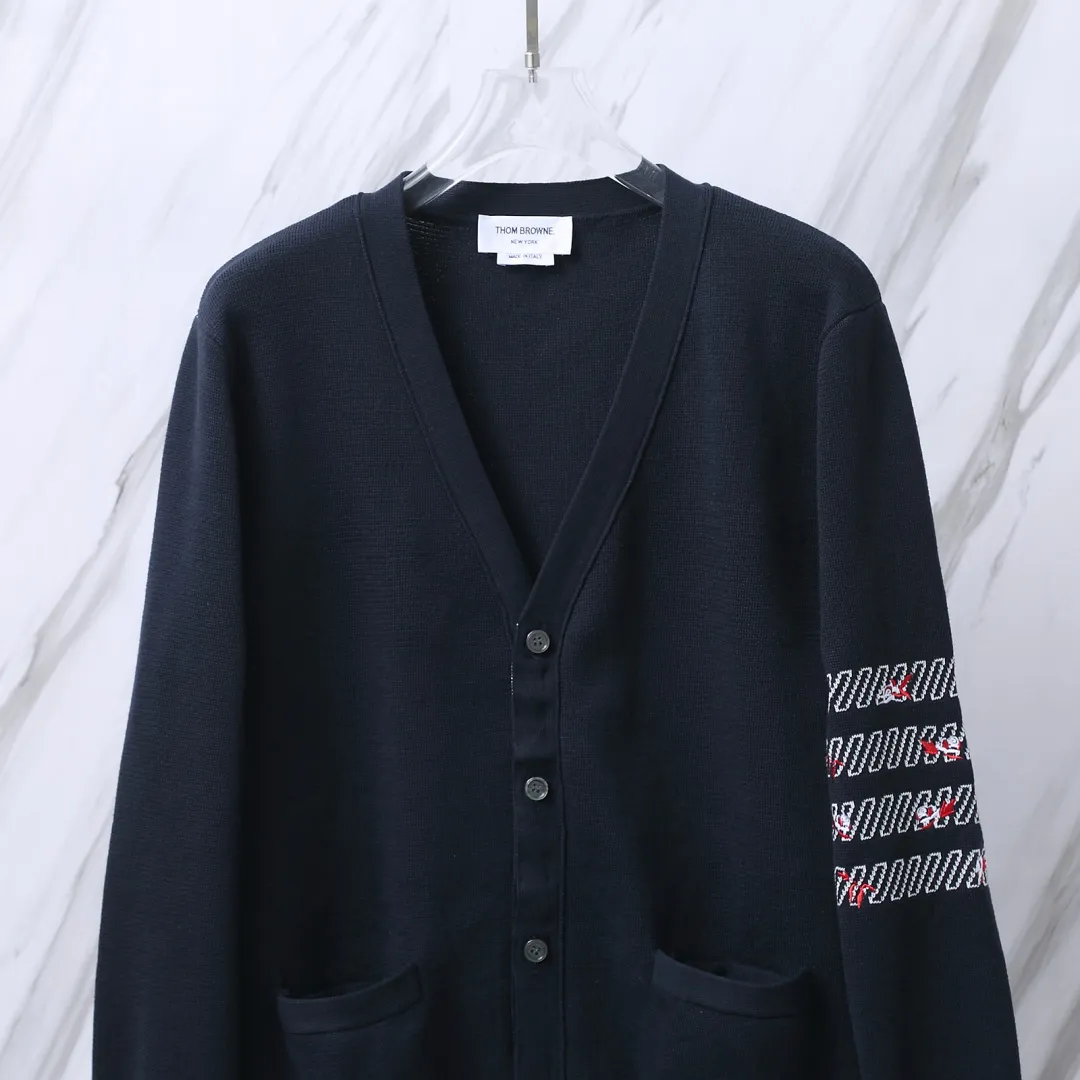 Floral Embroidery 4-Bar Stripe Knit Cardigan D25012685 — view 5