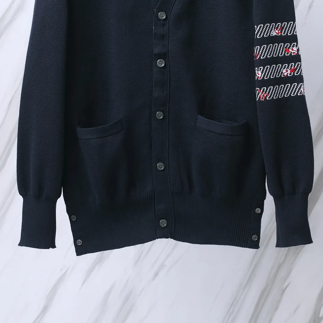 Floral Embroidery 4-Bar Stripe Knit Cardigan D25012685 — view 6