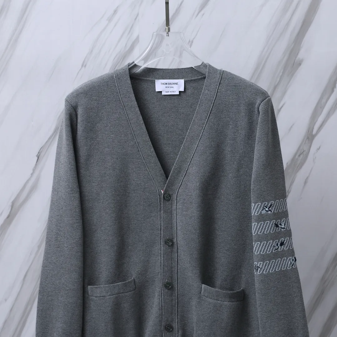 Floral Embroidery 4-Bar Stripe Knit Cardigan D25012686 — view 5
