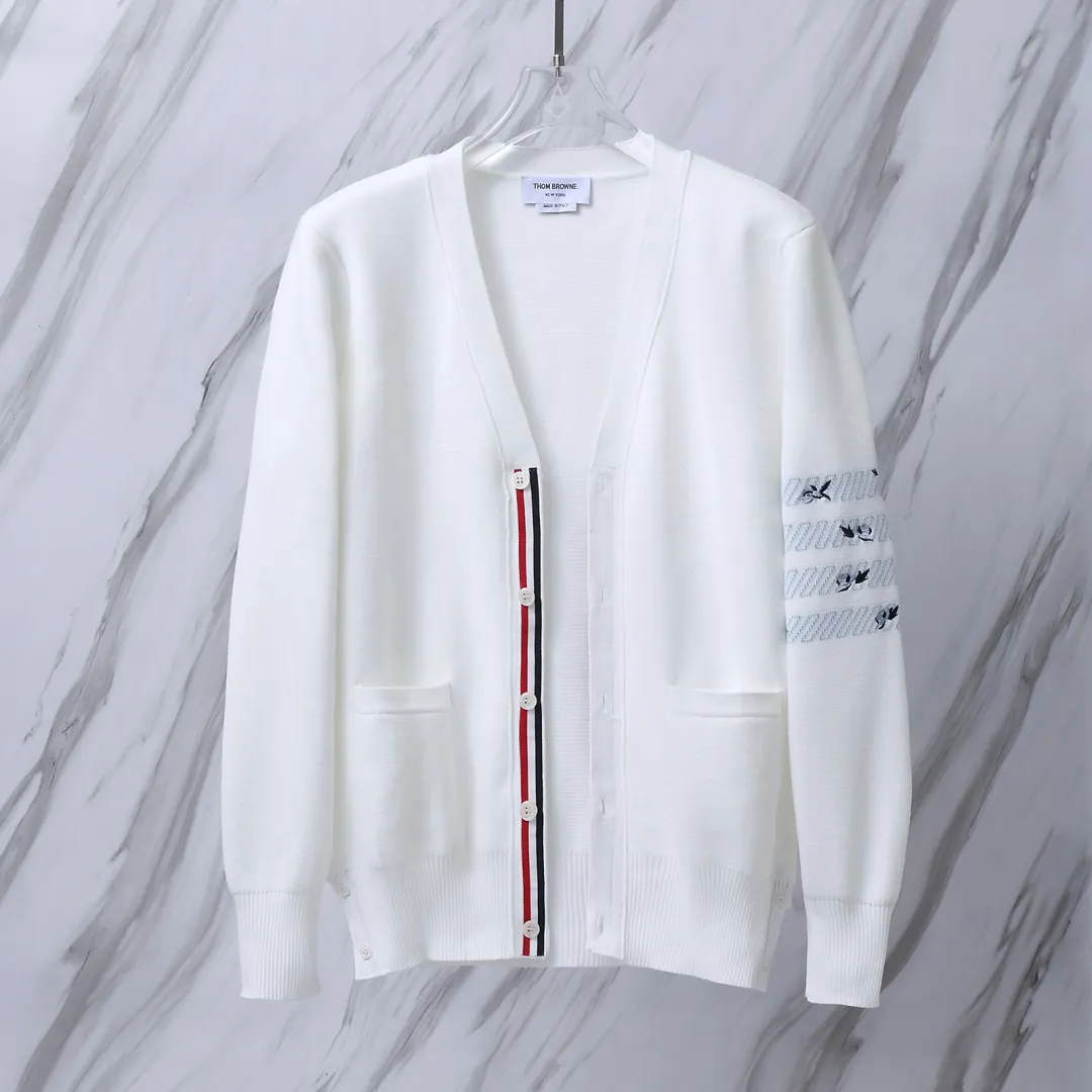 Floral Embroidery 4-Bar Stripe Knit Cardigan D25012687 — view 3