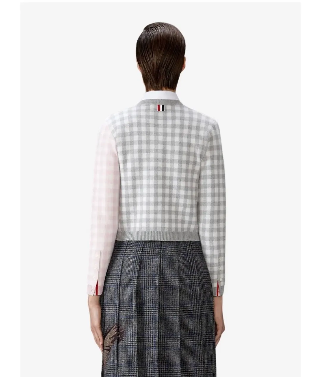 Gingham Merino Wool-Blend Cardigan D24512652 — view 2