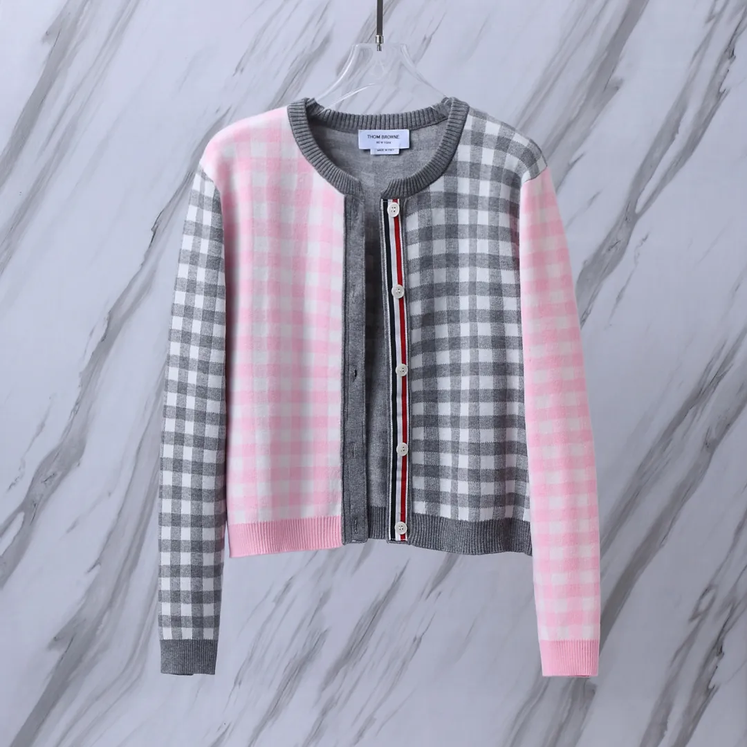 Gingham Merino Wool-Blend Cardigan D24512653 — view 2
