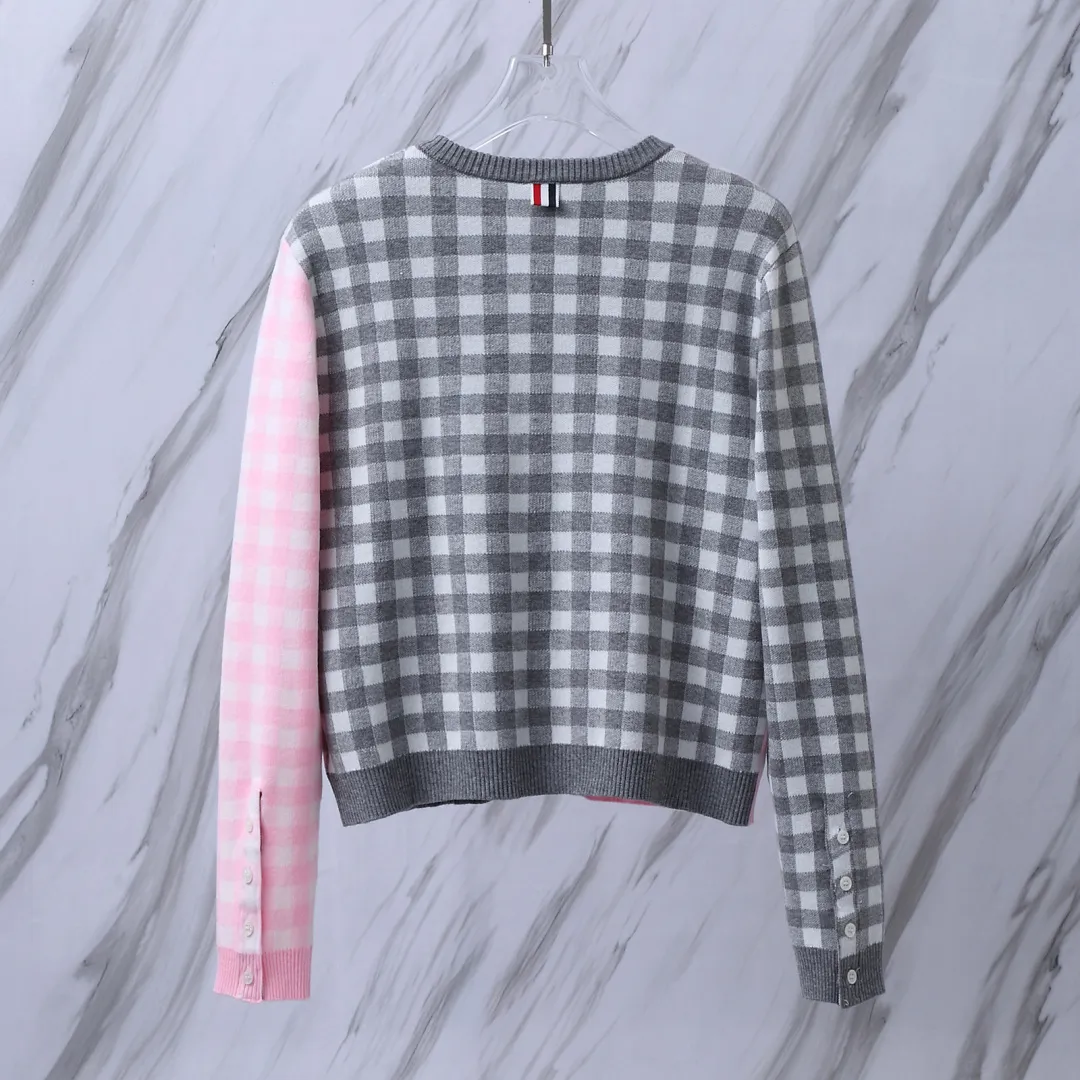 Gingham Merino Wool-Blend Cardigan D24512653 — view 3