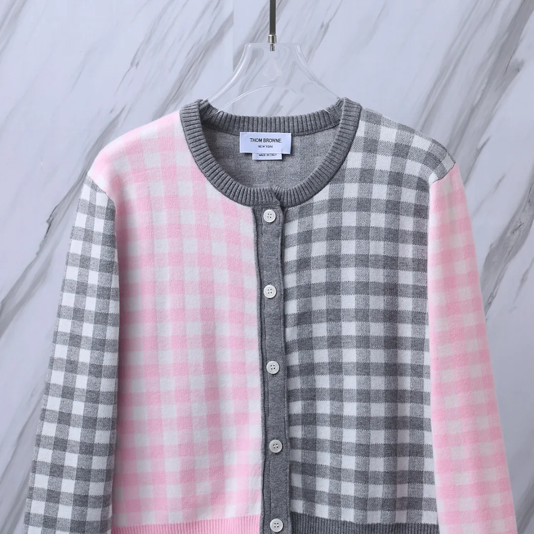Gingham Merino Wool-Blend Cardigan D24512653 — view 4