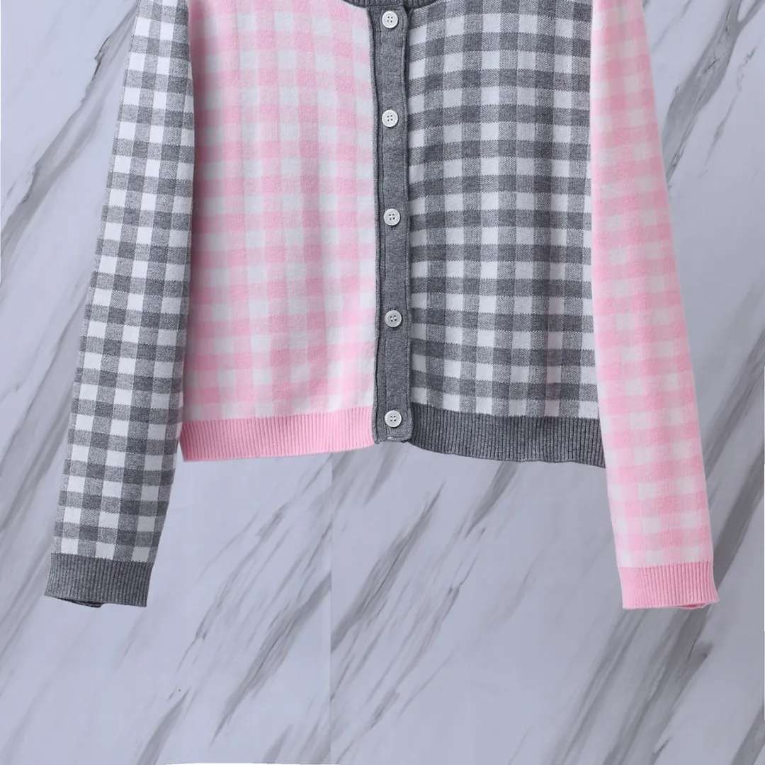 Gingham Merino Wool-Blend Cardigan D24512653 — view 5