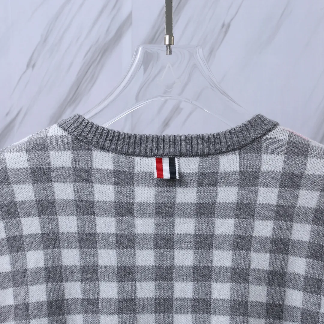 Gingham Merino Wool-Blend Cardigan D24512653 — view 8