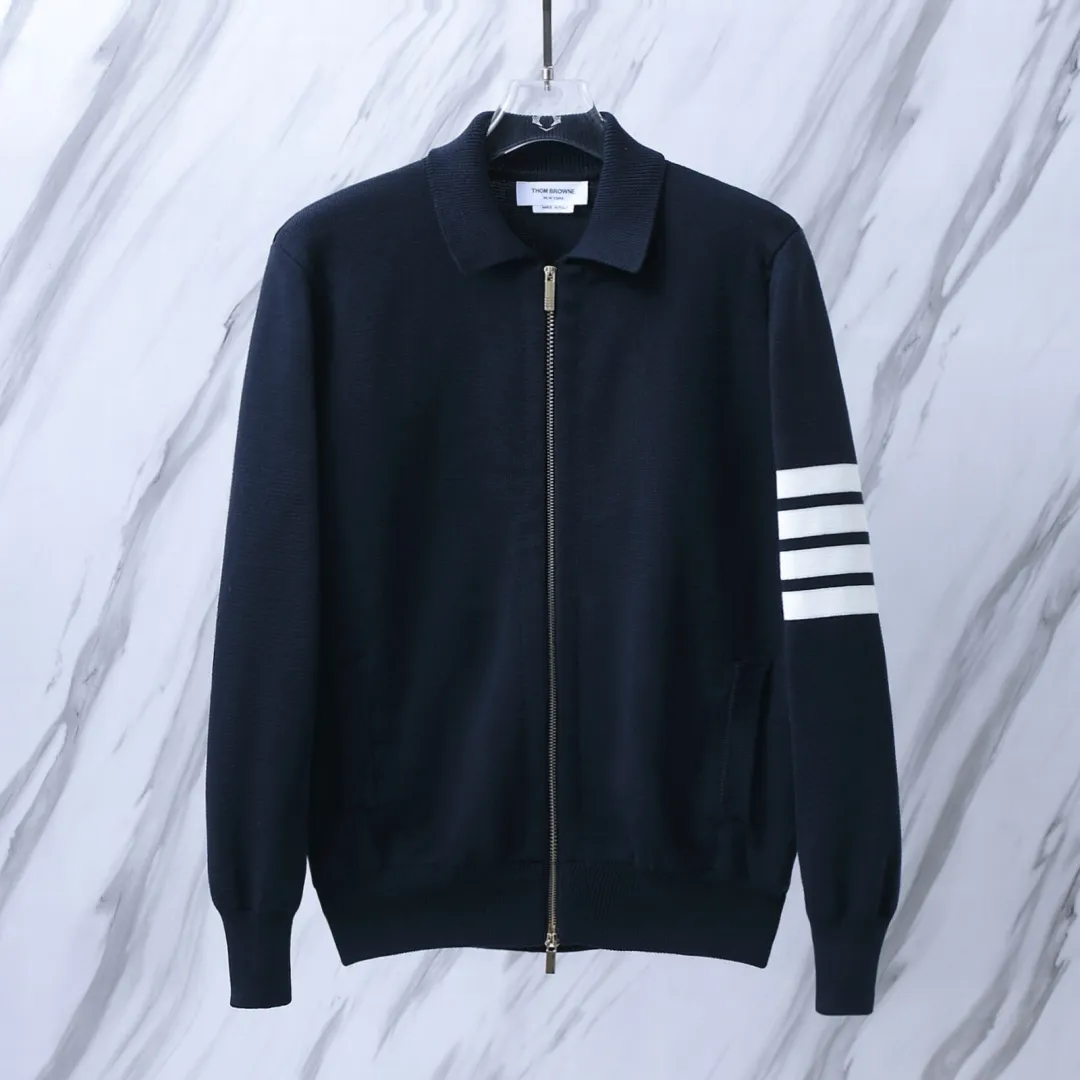 4-Bar Stripe Zip-Up Wool-Blend Cardigan D25512645 — view 2