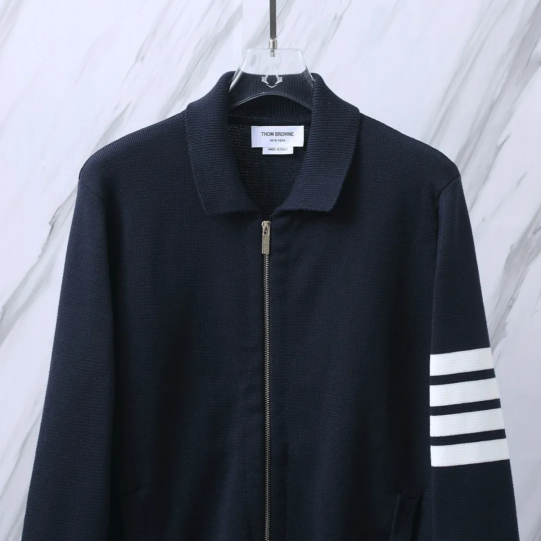 4-Bar Stripe Zip-Up Wool-Blend Cardigan D25512645 — view 4