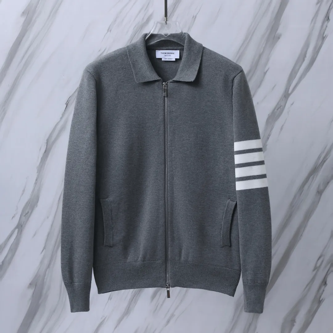 4-Bar Stripe Zip-Up Wool-Blend Cardigan D25512646 — view 2