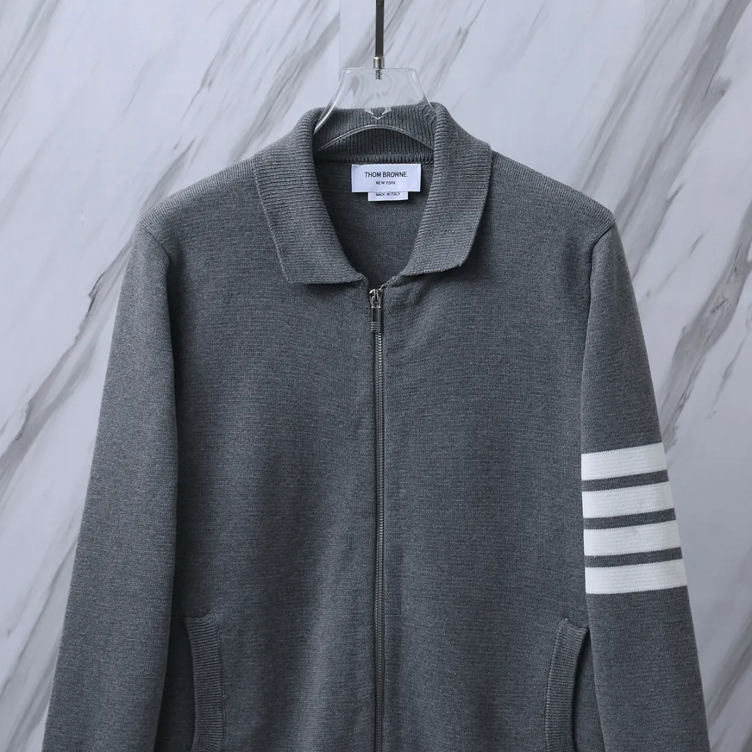 4-Bar Stripe Zip-Up Wool-Blend Cardigan D25512646 — view 4
