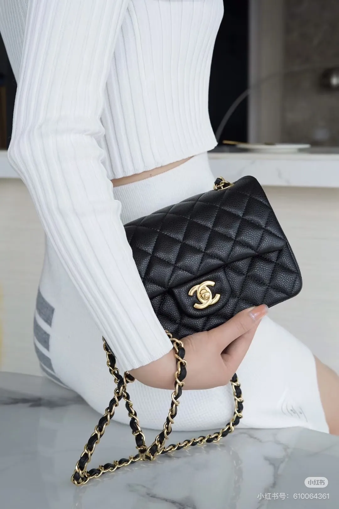 Chanel CF Mini Quilted Caviar Leather Flap Bag D30018361 — view 2