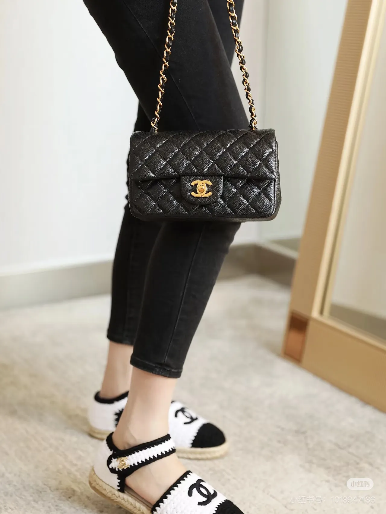 Chanel CF Mini Quilted Caviar Leather Flap Bag D30018361 — view 5
