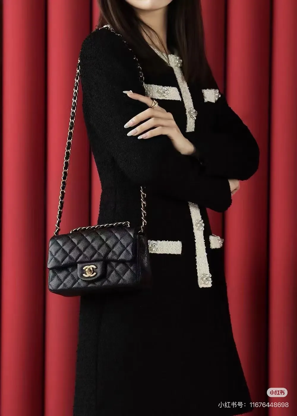 Chanel CF Mini Quilted Caviar Leather Flap Bag D30018361 — view 6