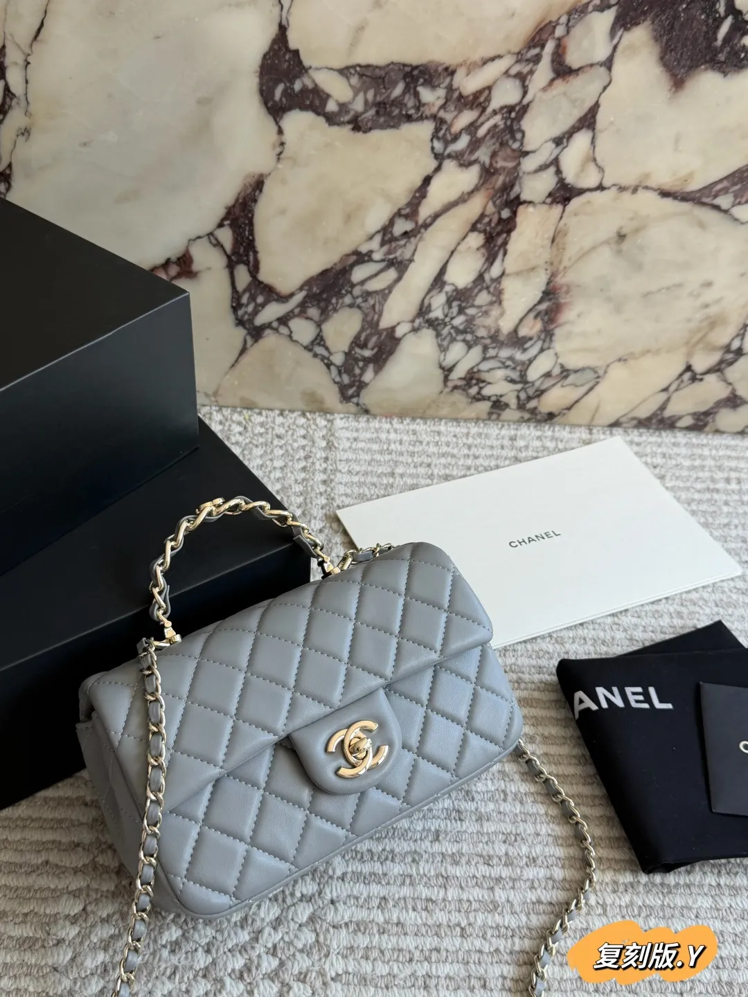 CF Handle Quilted Leather Bag D30018035 — view 14