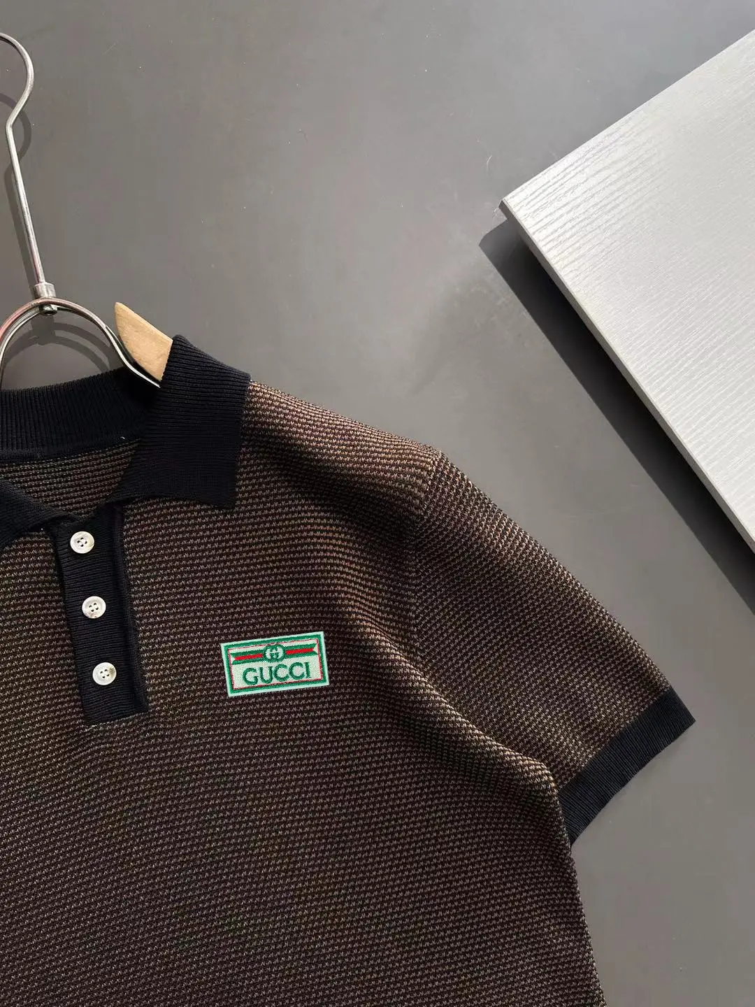 Textured Knit Striped Polo Shirt D20014846 — view 2
