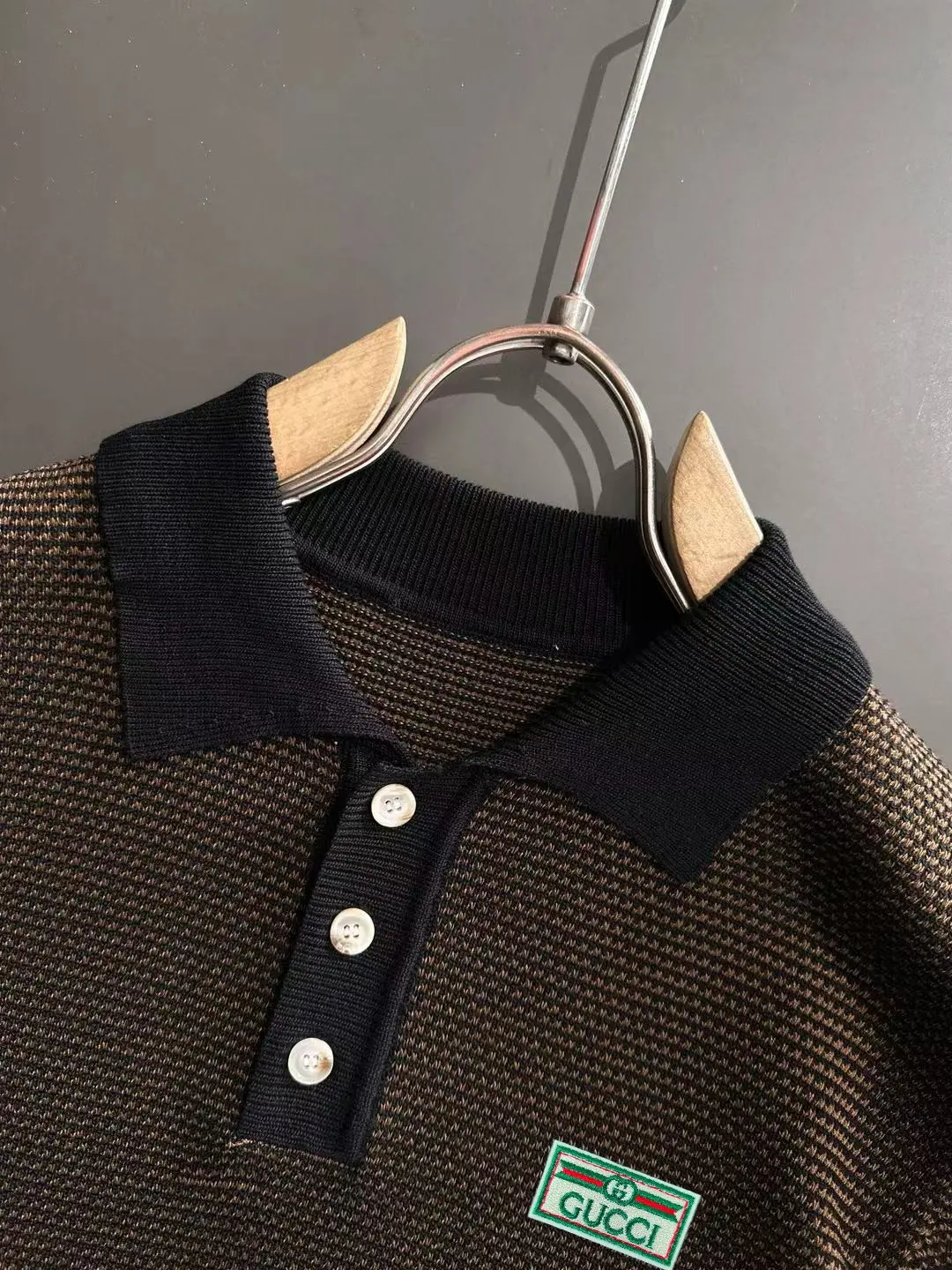 Textured Knit Striped Polo Shirt D20014846 — view 3