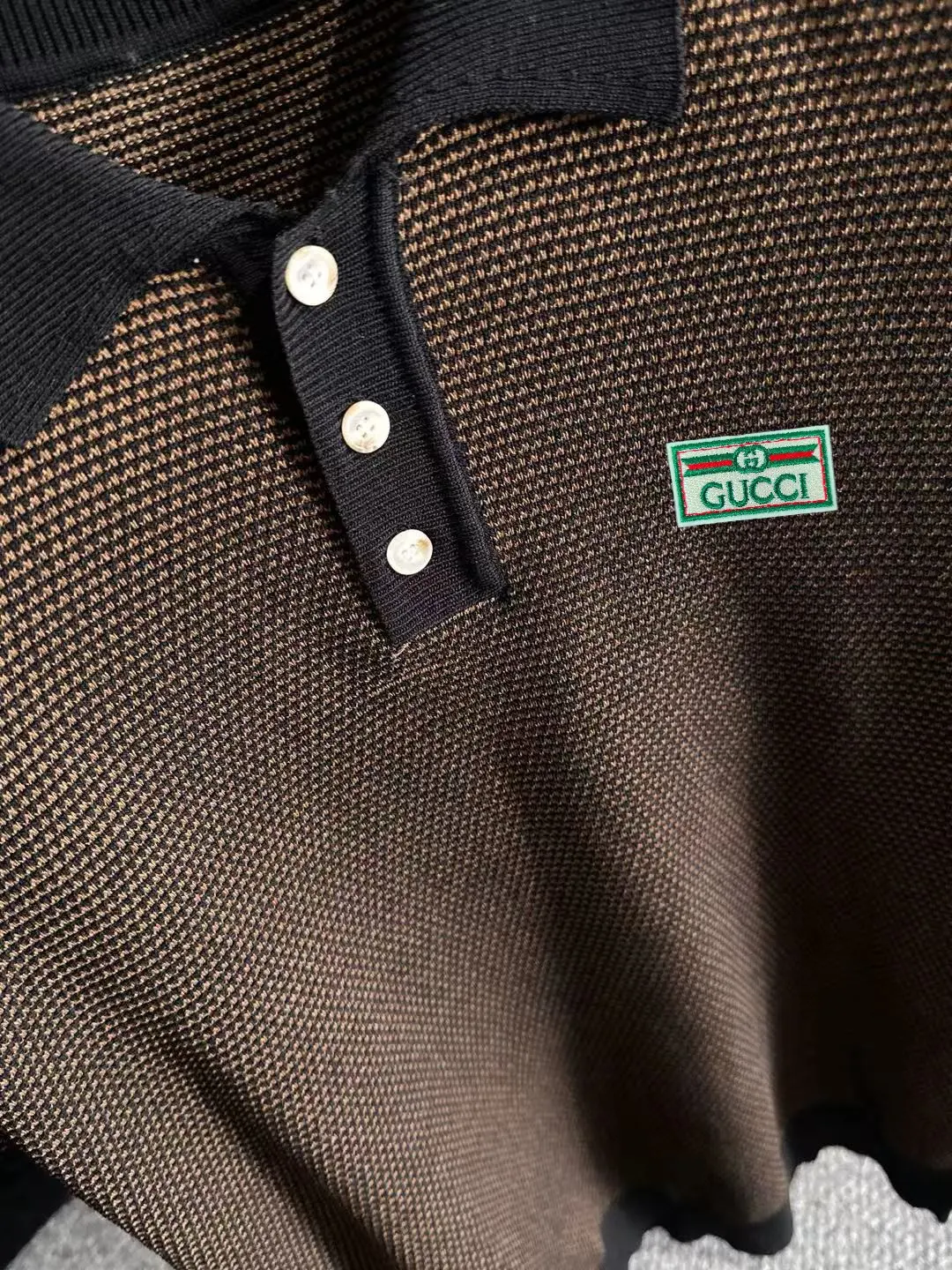 Textured Knit Striped Polo Shirt D20014846 — view 7