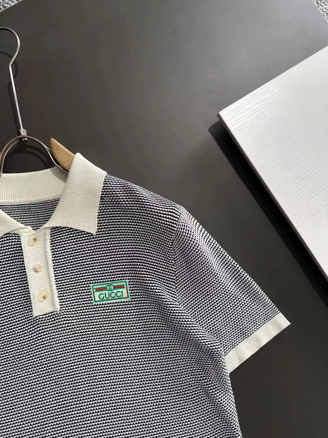 Textured Striped Knit Polo Shirt D20014845 — view 2