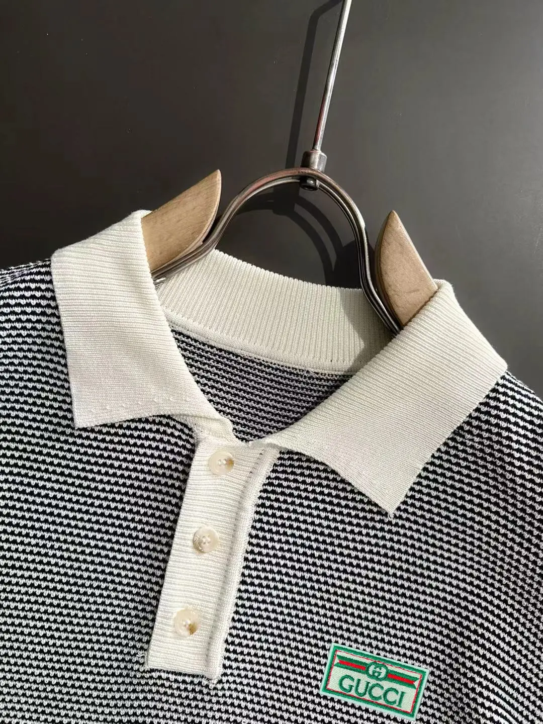 Textured Striped Knit Polo Shirt D20014845 — view 3