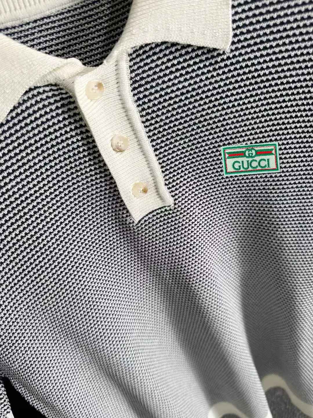 Textured Striped Knit Polo Shirt D20014845 — view 7