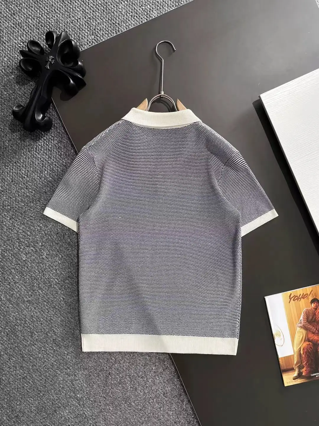 Textured Striped Knit Polo Shirt D20014845 — view 9
