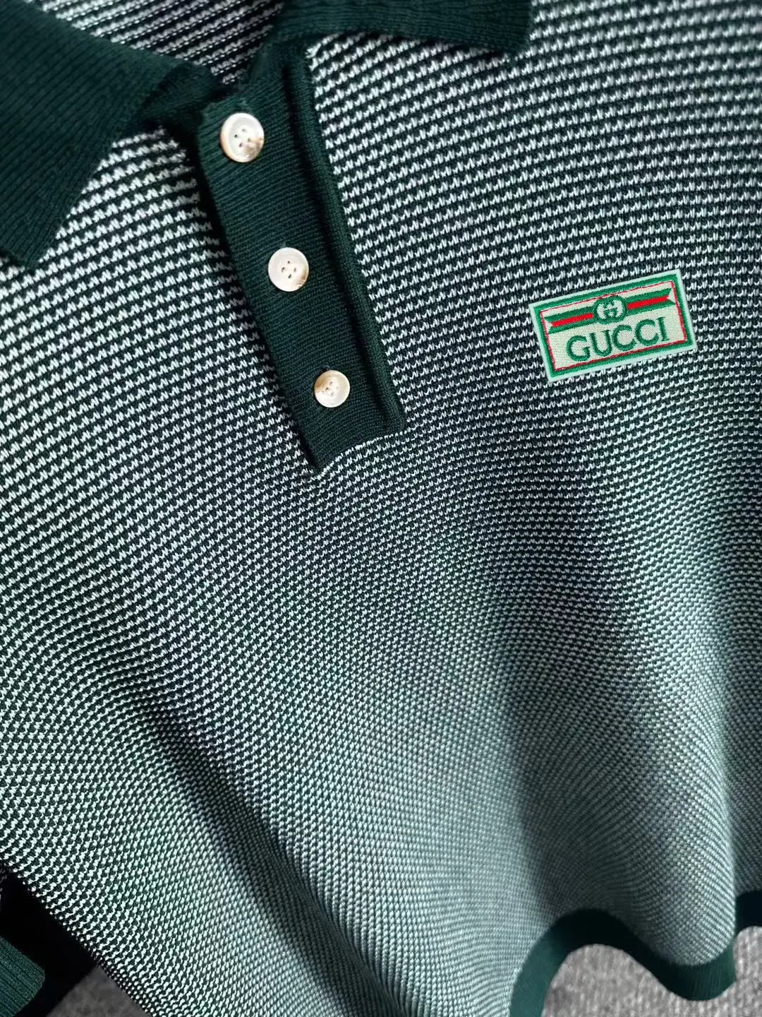 Contrast-Collar Striped Knit Polo Shirt D20014844 — view 8