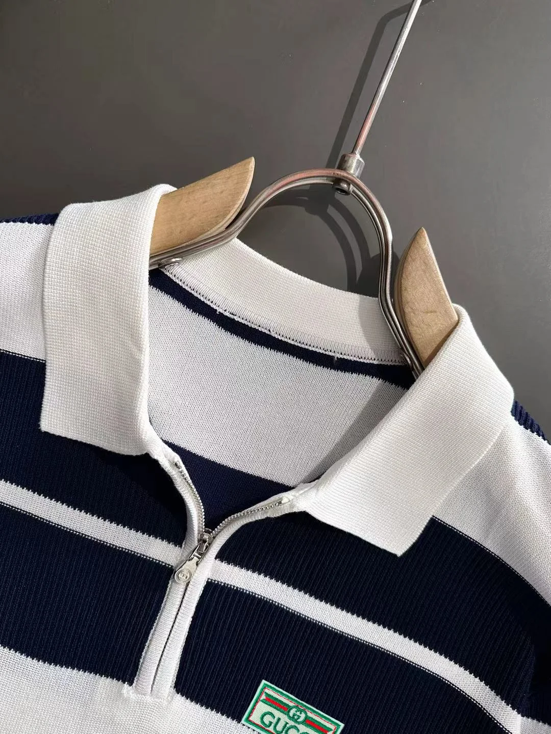 Striped Knit Half-Zip Polo Shirt D20014923 — view 3