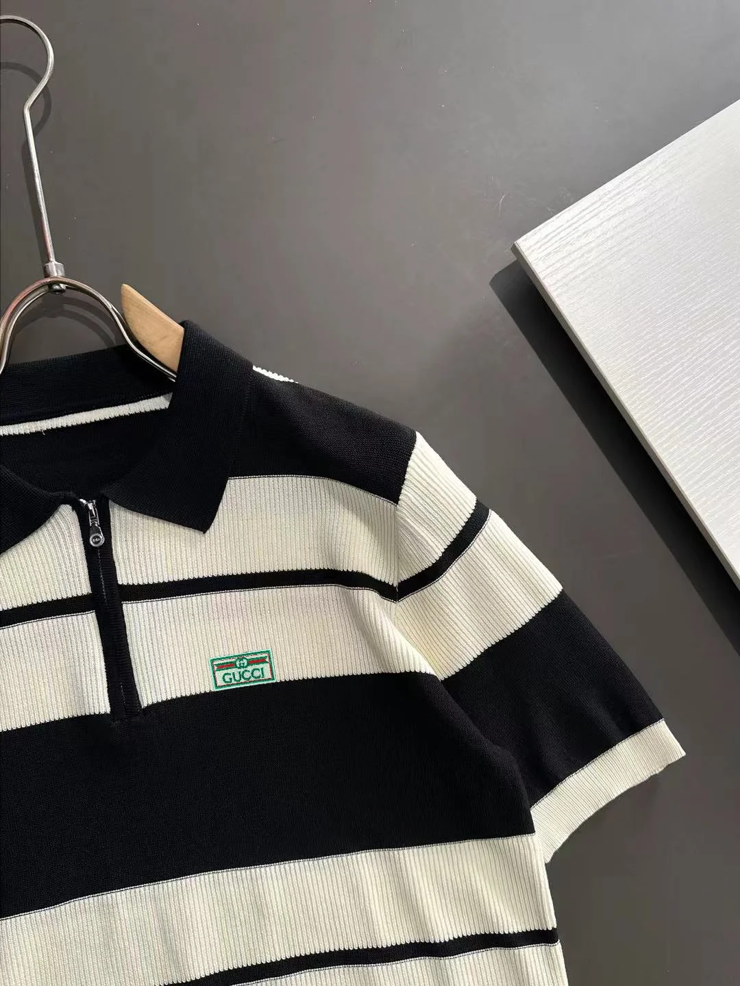 Striped Knit Half-Zip Polo Shirt D20014925 — view 2
