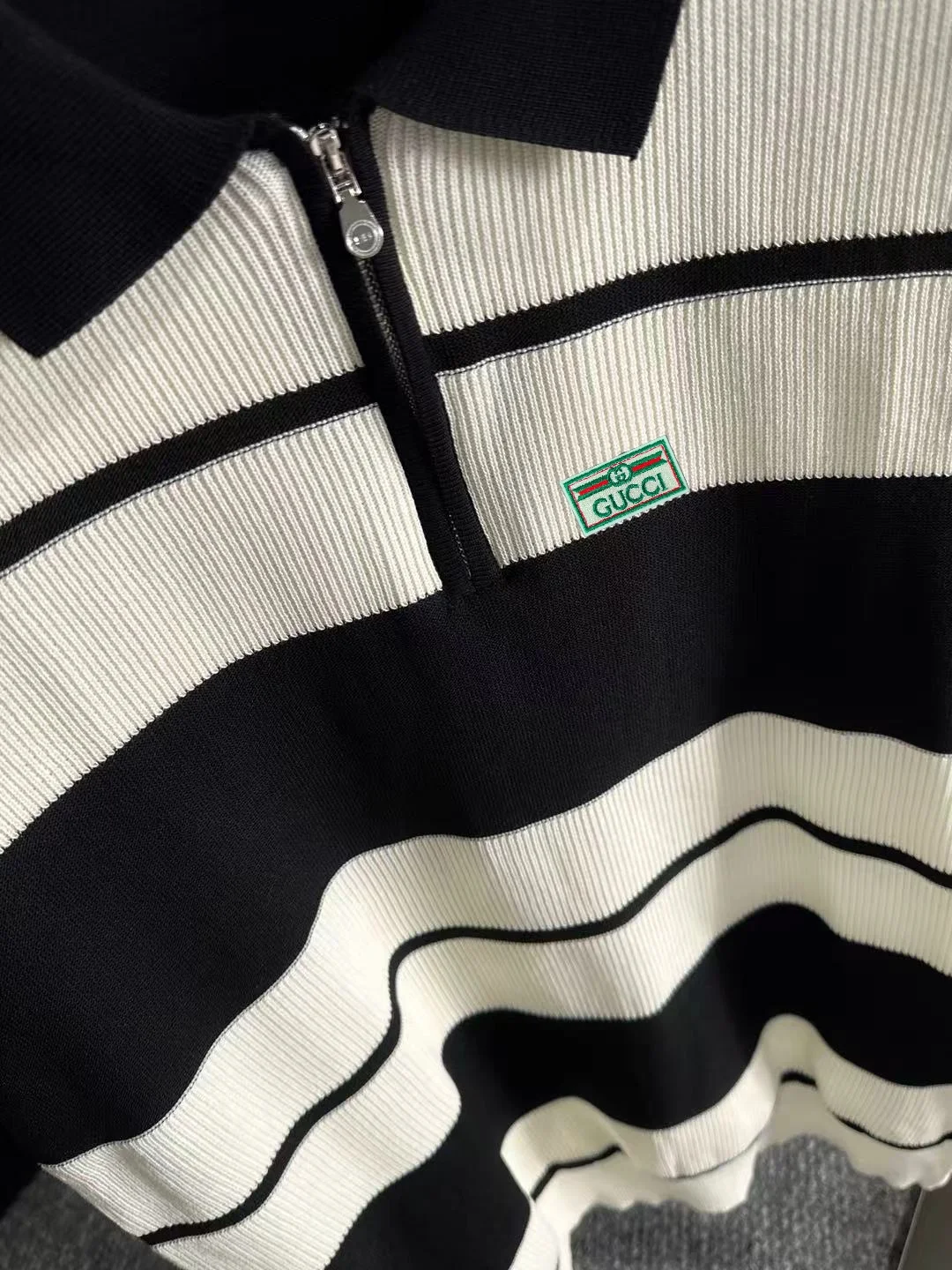 Striped Knit Half-Zip Polo Shirt D20014925 — view 7