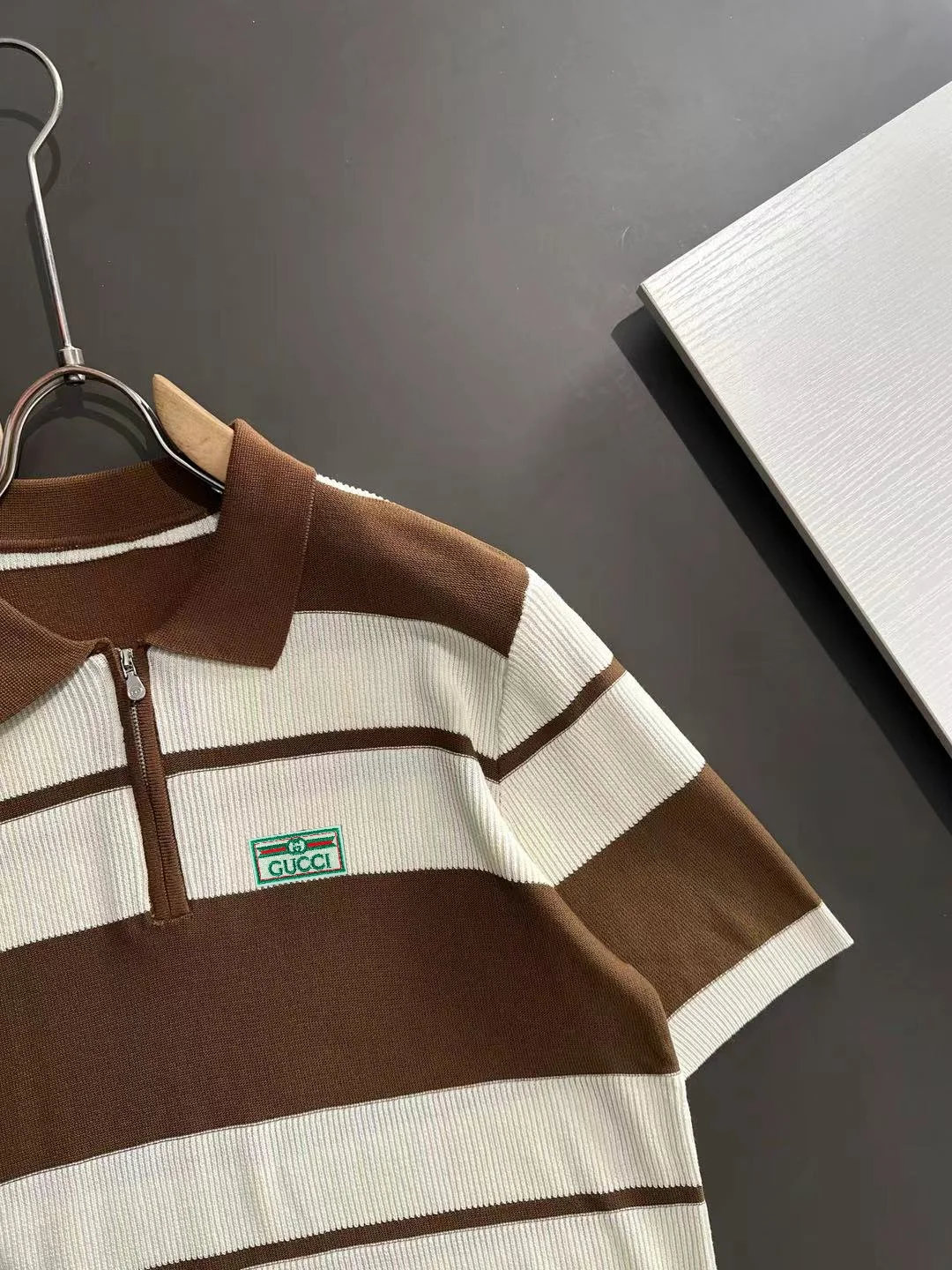 Striped Knit Half-Zip Polo Shirt D20014924 — view 2