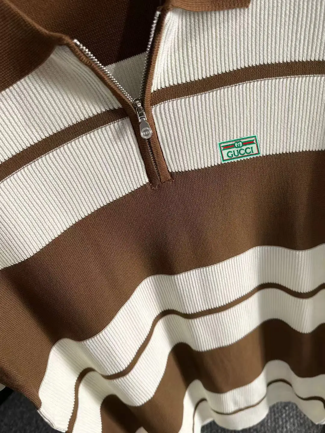 Striped Knit Half-Zip Polo Shirt D20014924 — view 7