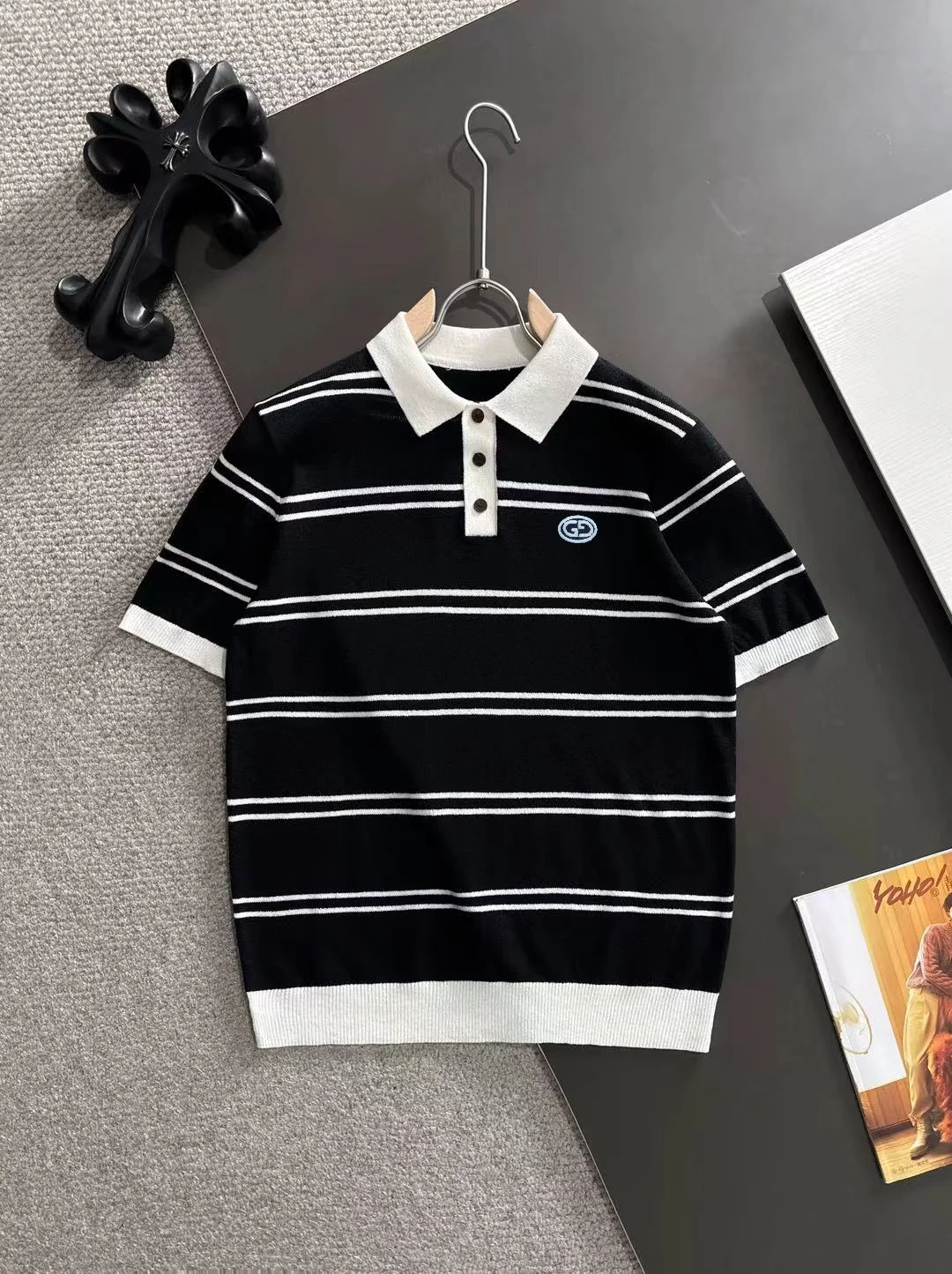 Striped Knit Cotton Polo Shirt D20014853