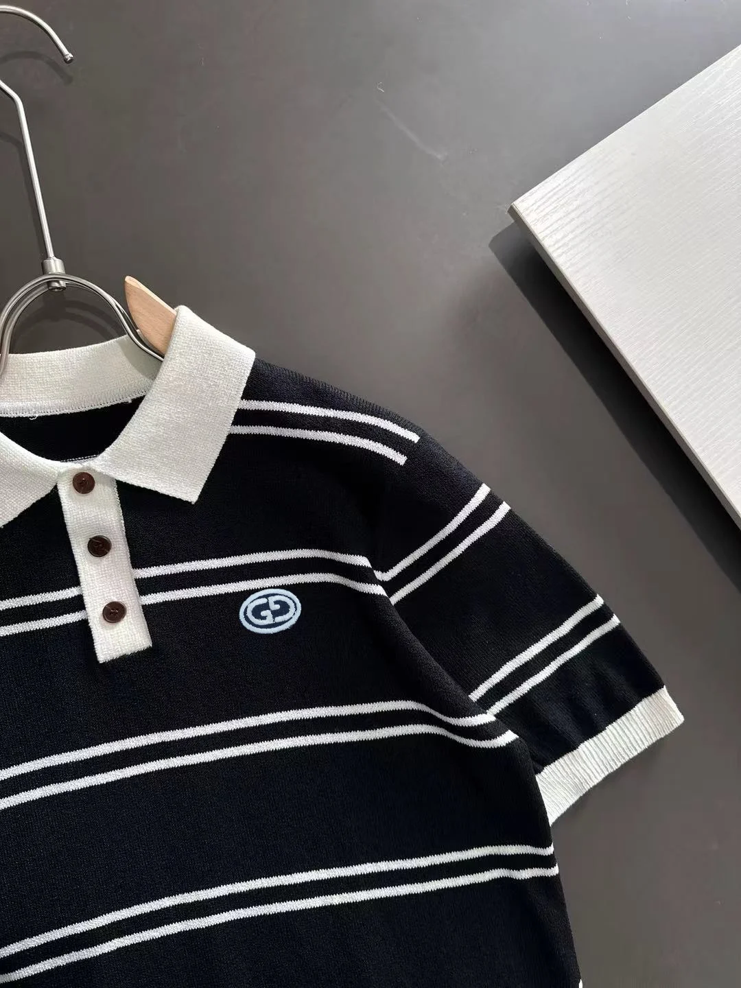 Striped Knit Cotton Polo Shirt D20014853 — view 2