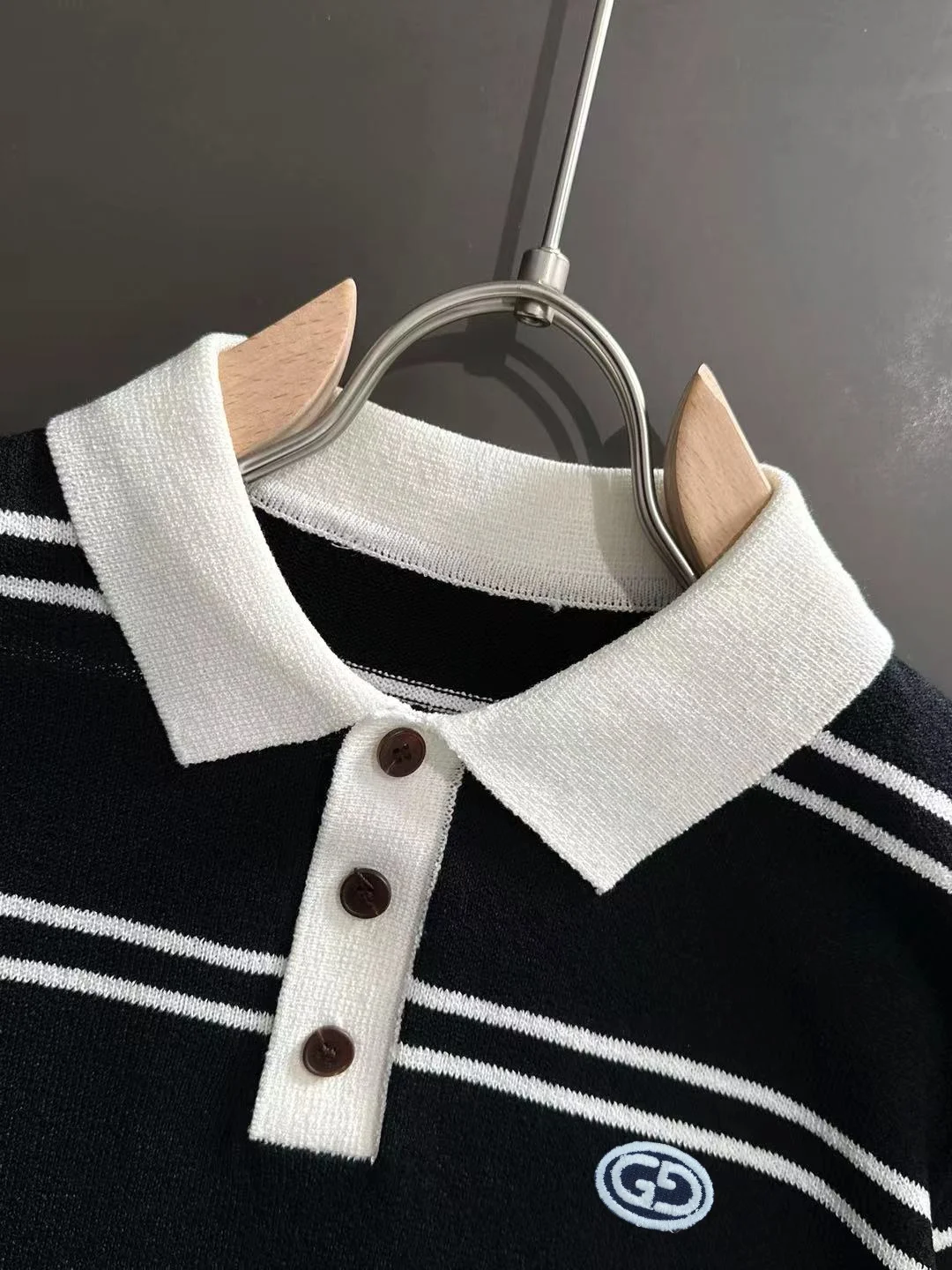 Striped Knit Cotton Polo Shirt D20014853 — view 3