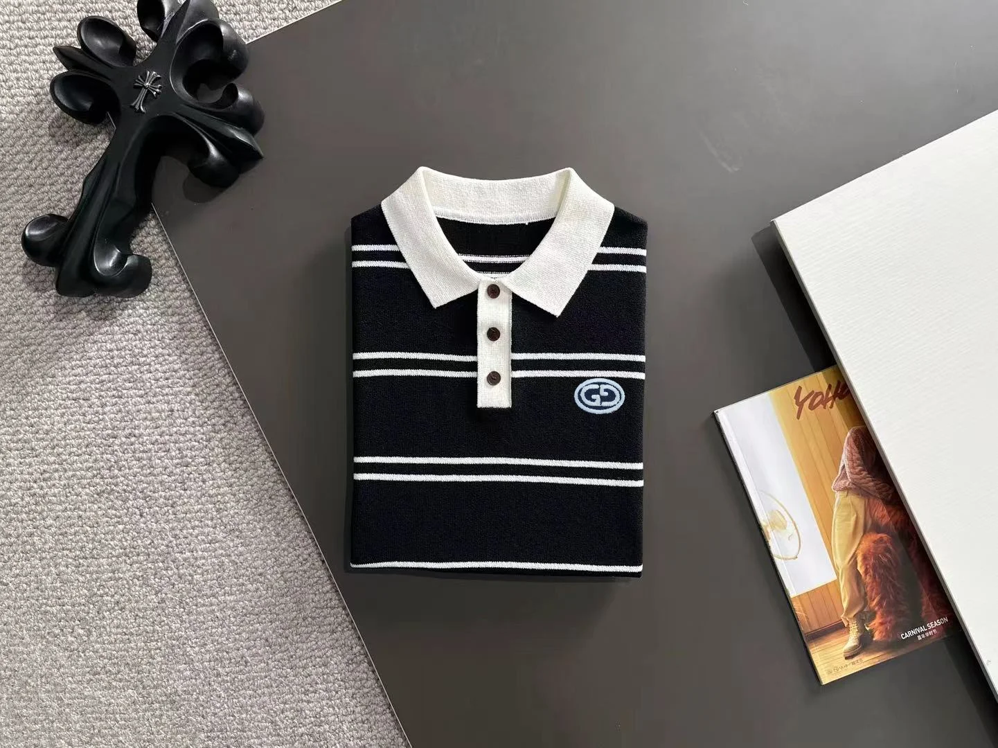 Striped Knit Cotton Polo Shirt D20014853 — view 8