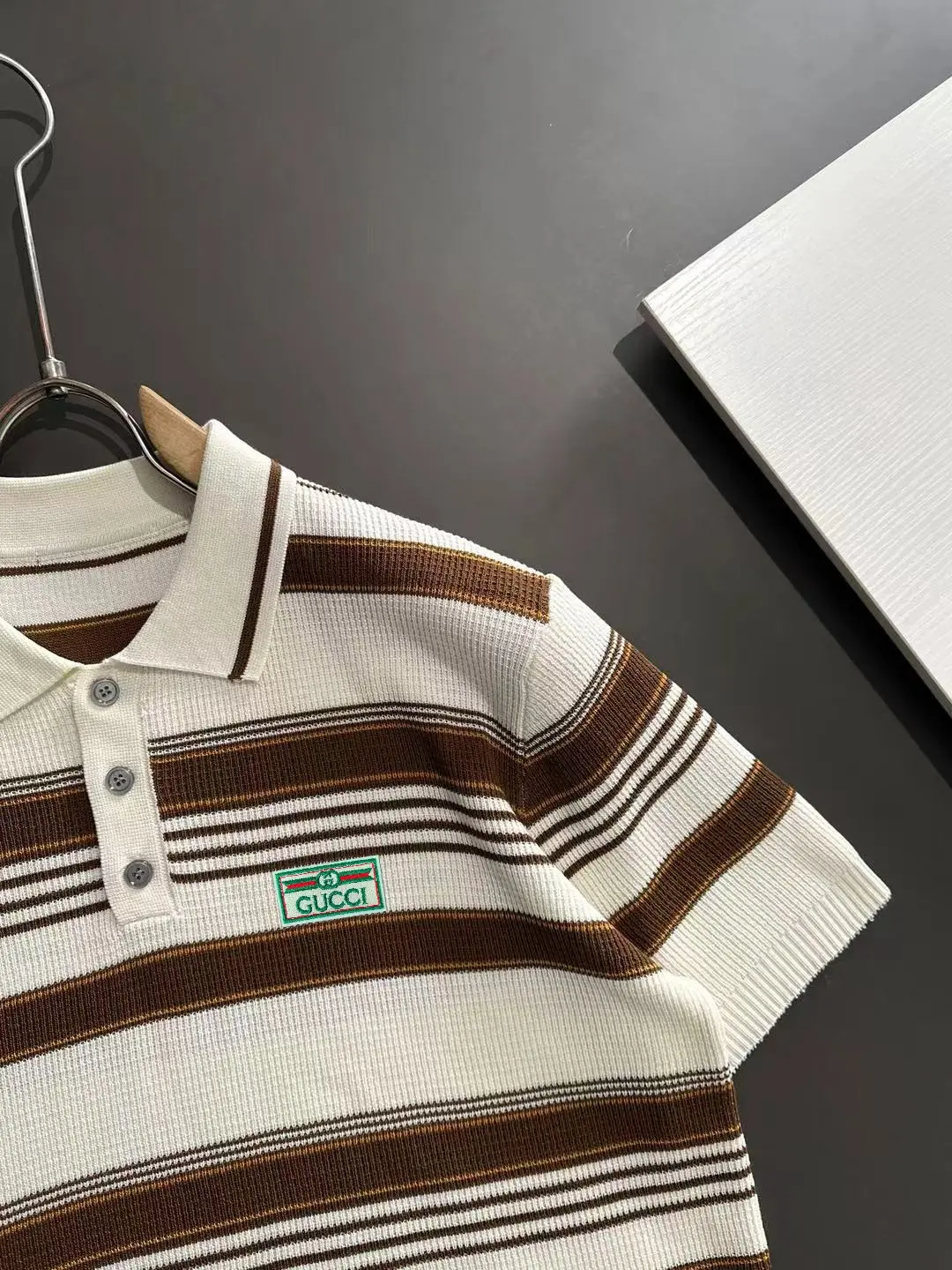 Striped Waffle-Knit Polo Shirt D20014868 — view 2