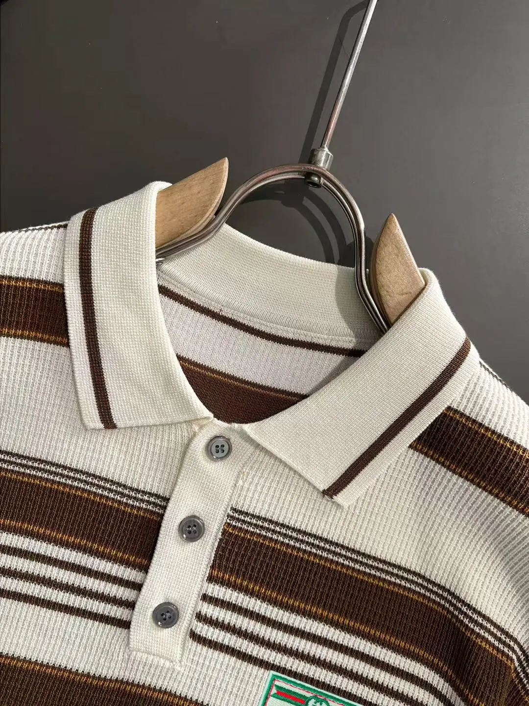 Striped Waffle-Knit Polo Shirt D20014868 — view 3