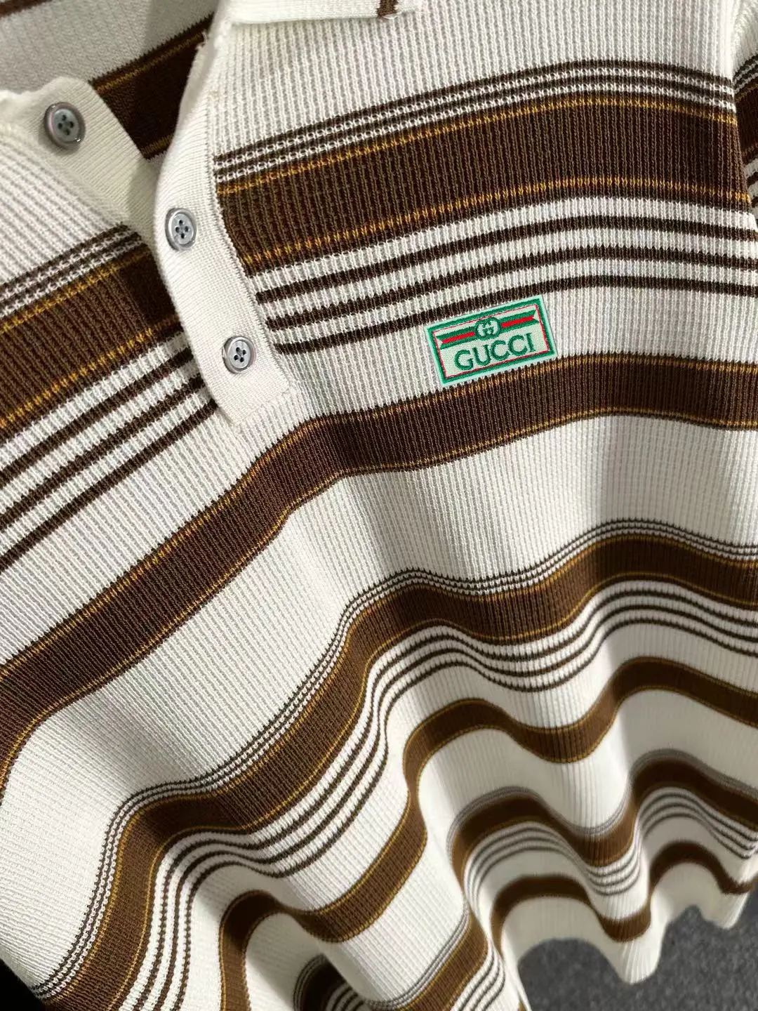 Striped Waffle-Knit Polo Shirt D20014868 — view 7