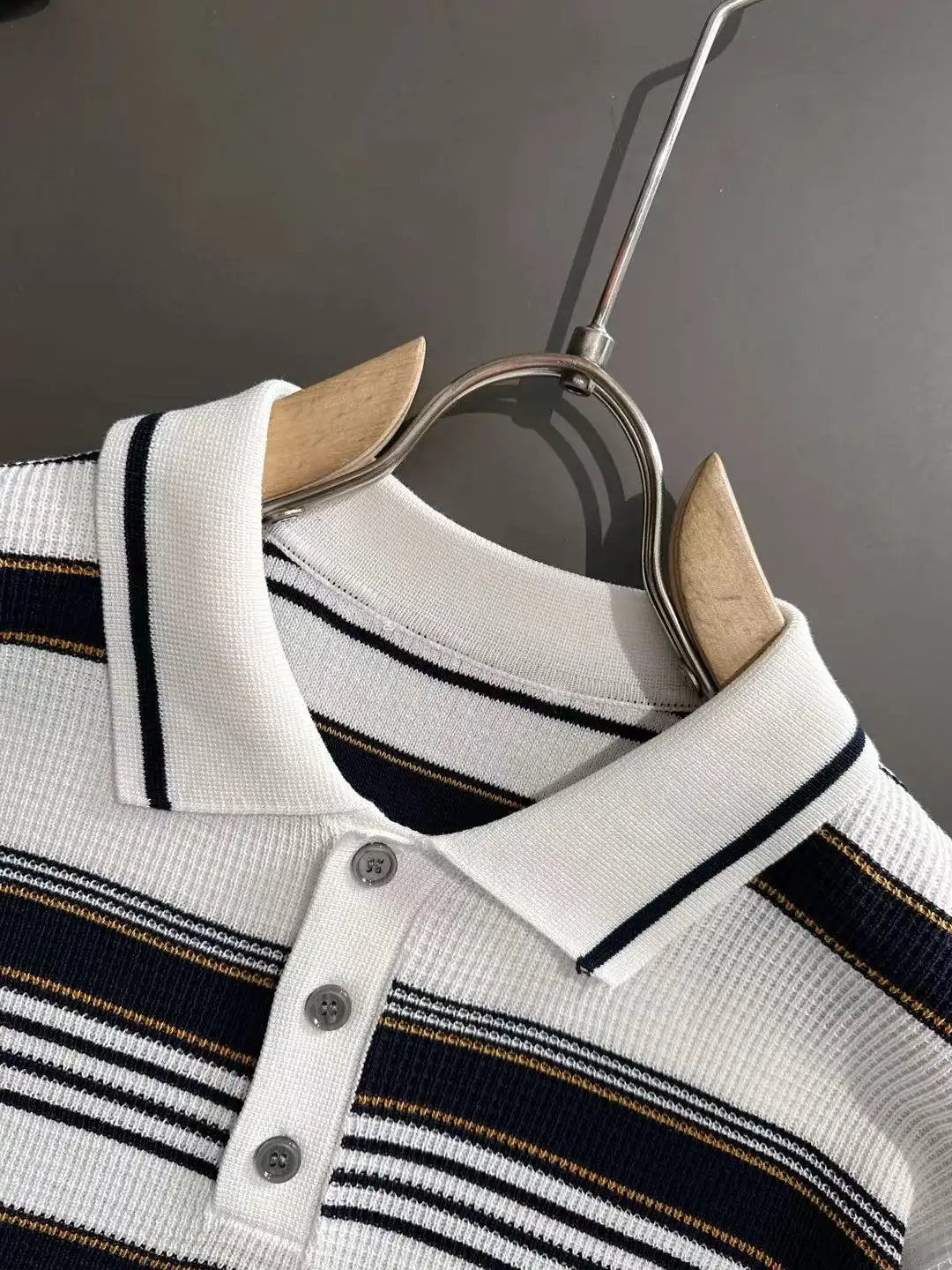 Striped Waffle-Knit Polo Shirt D20014869 — view 3