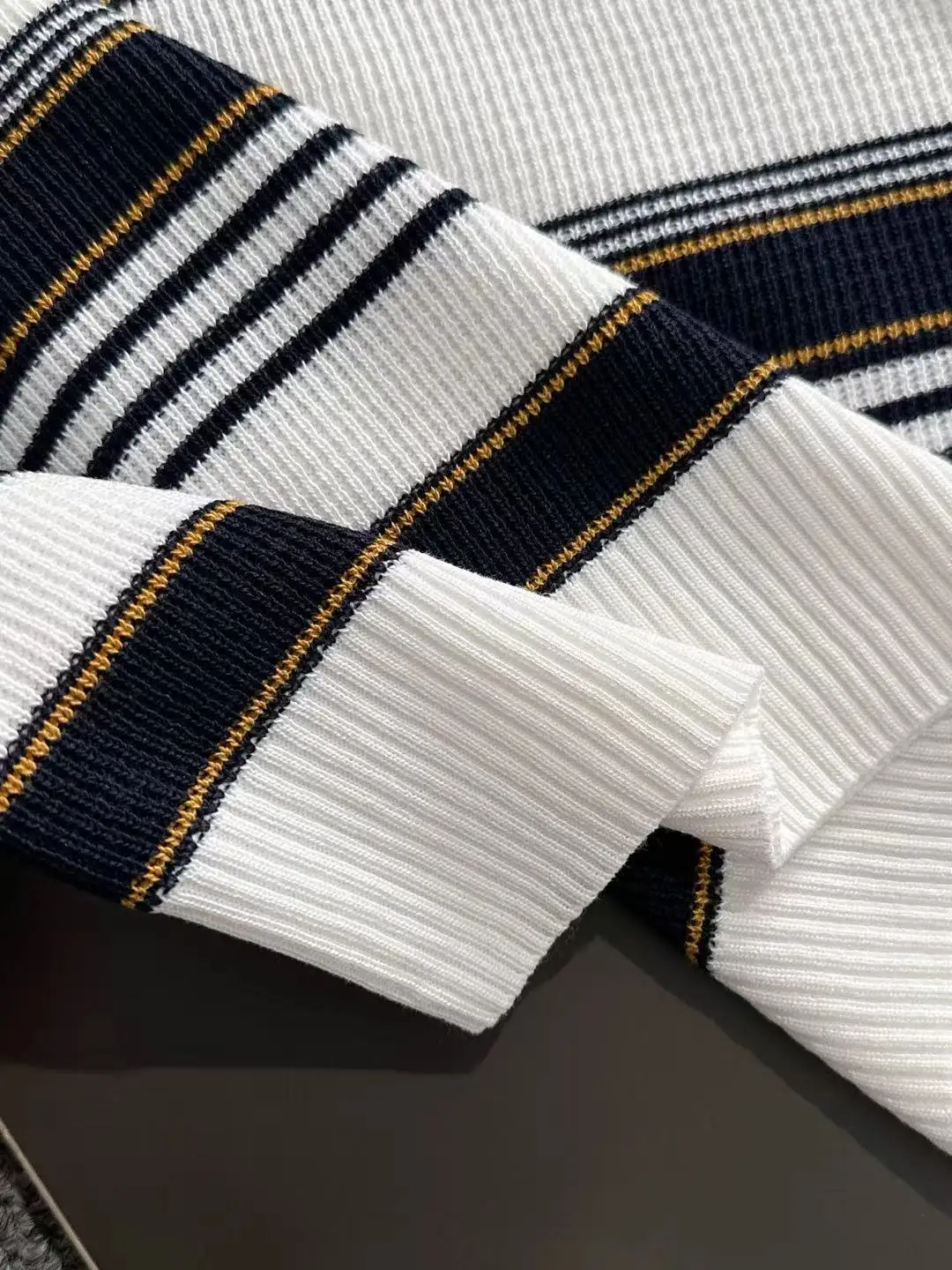 Striped Waffle-Knit Polo Shirt D20014869 — view 6