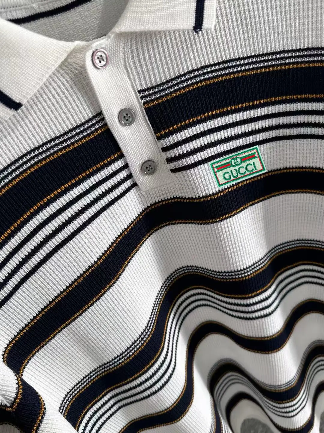 Striped Waffle-Knit Polo Shirt D20014869 — view 7