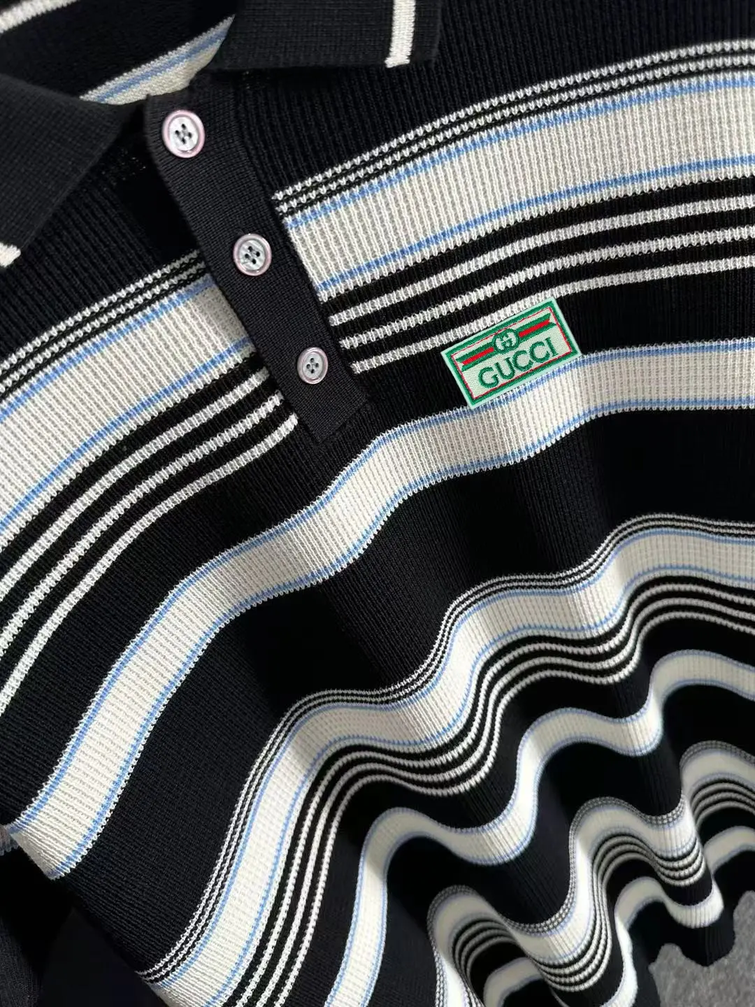 Striped Waffle-Knit Polo Shirt D20014870 — view 7