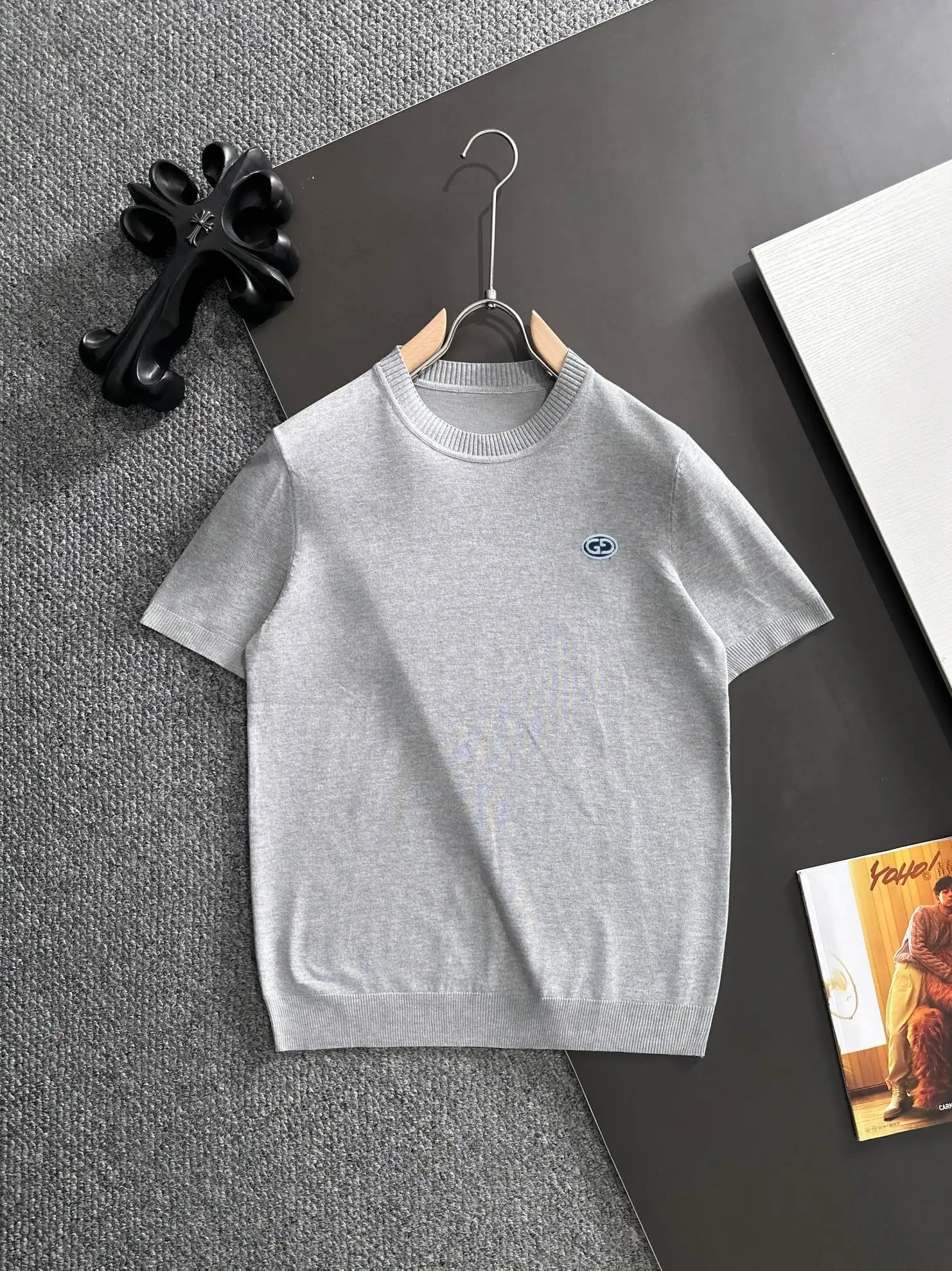 Logo-Embroidered Silk-Blend Knit T-Shirt D20014799