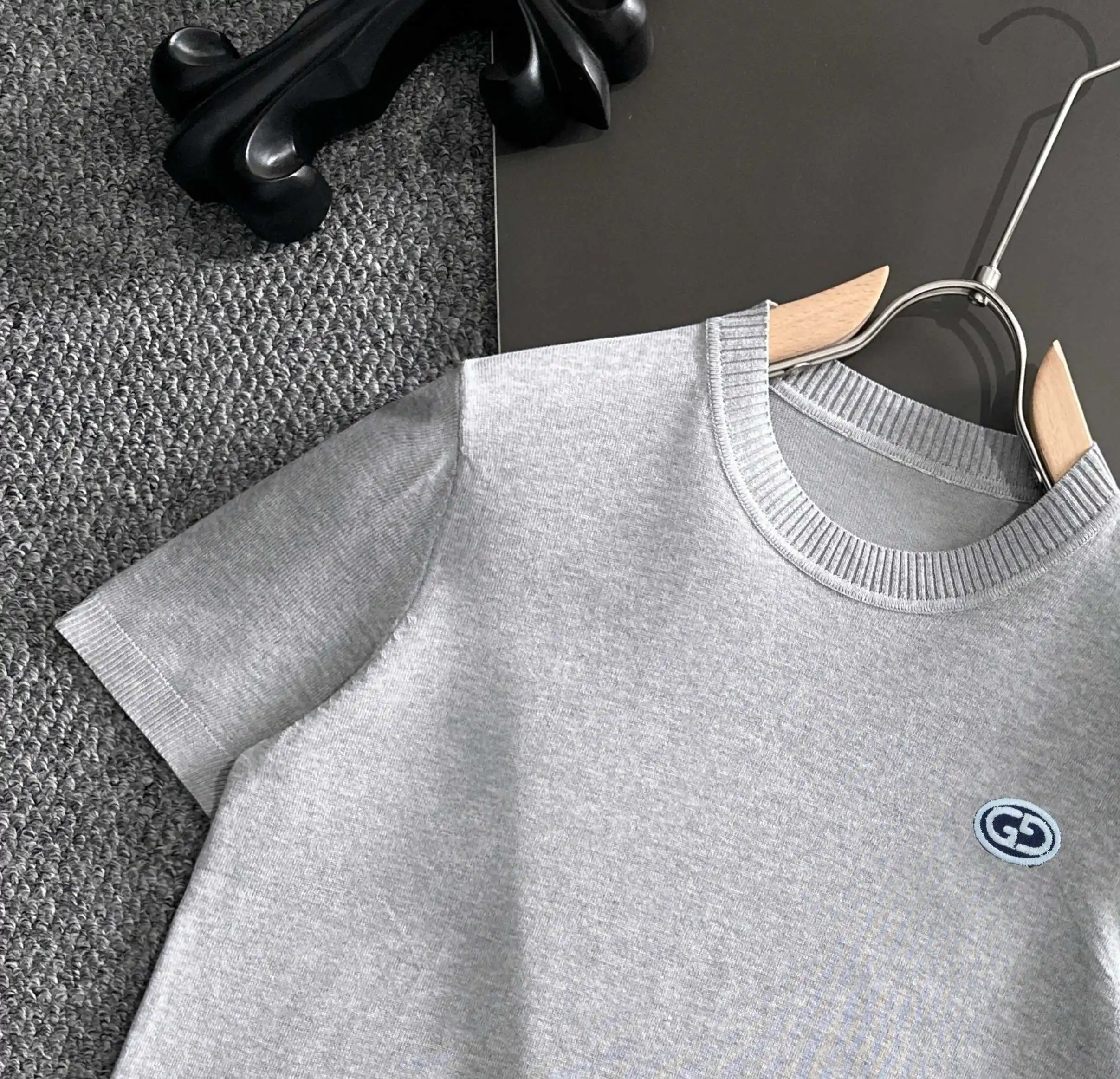 Logo-Embroidered Silk-Blend Knit T-Shirt D20014799 — view 3