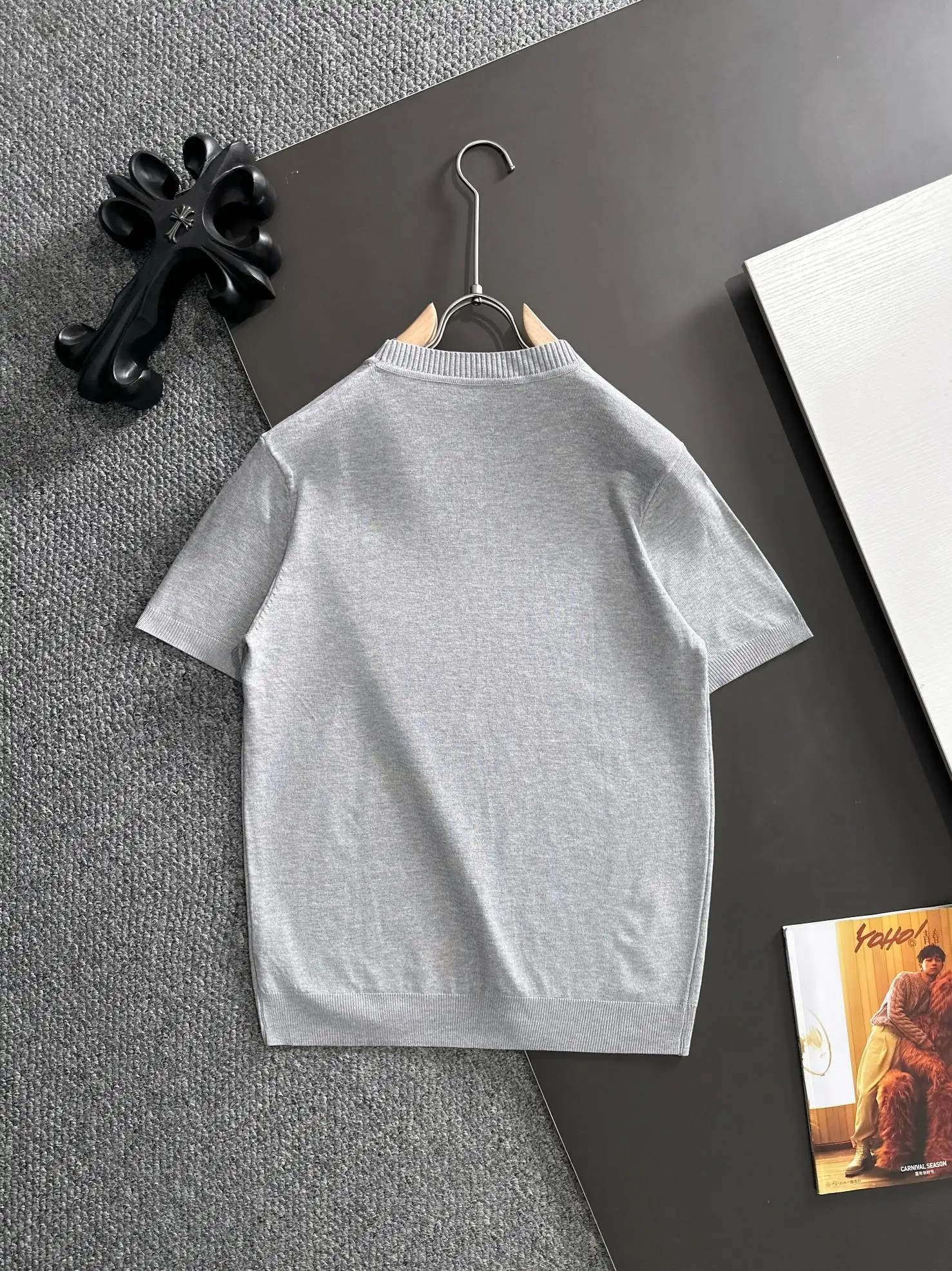 Logo-Embroidered Silk-Blend Knit T-Shirt D20014799 — view 9