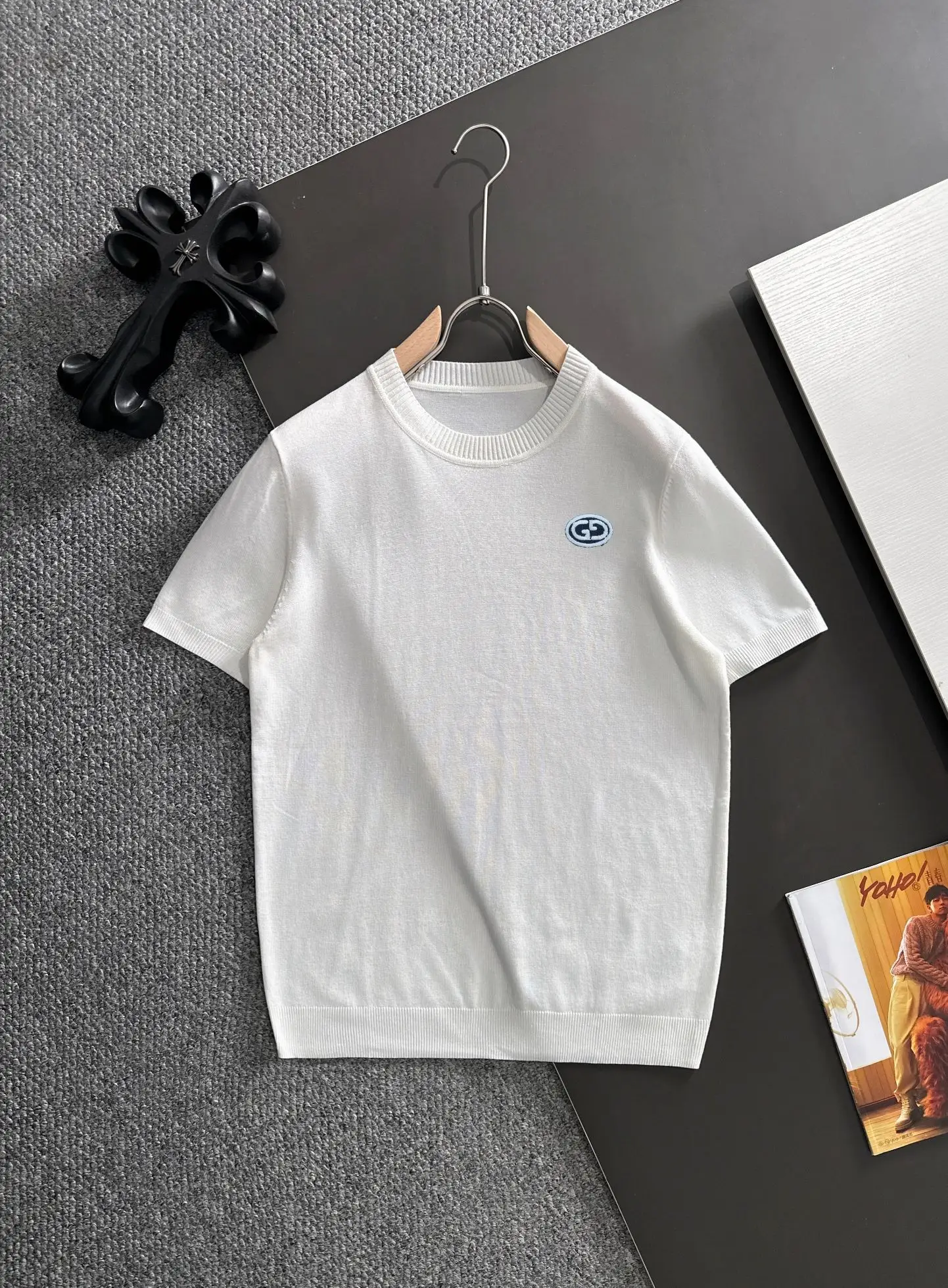 Logo-Embroidered Fine-Knit T-Shirt D20014800
