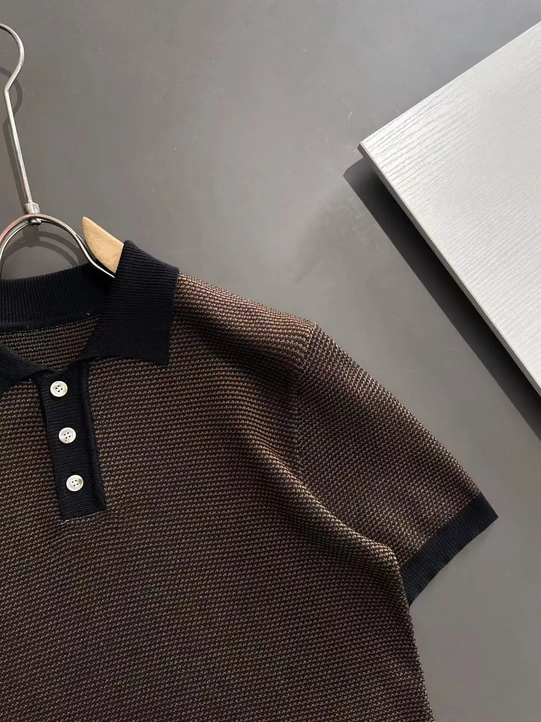 Textured Knit Striped Polo Shirt D20014860 — view 2